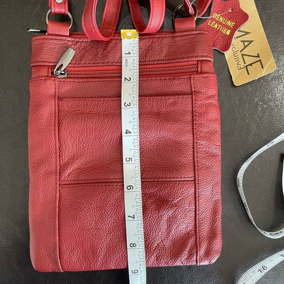 Maze Exclusive Leather Crossbody bag purse zippered multi pocket work casual NWT - Picture 2 of 16